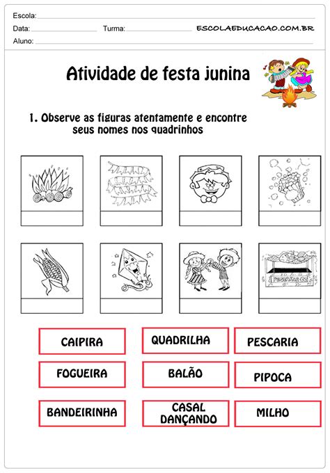 atividades festa junina 1 ano alfabetização